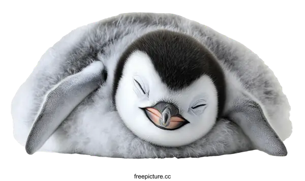 [Transparent Background PNG]Adorable Baby Penguin Napping