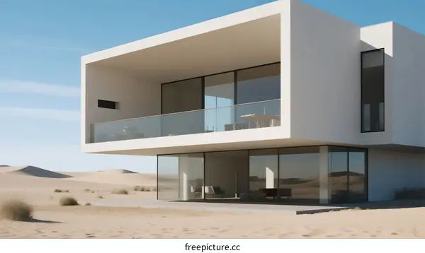 Modern Minimalist House in Vast Desert Landscape