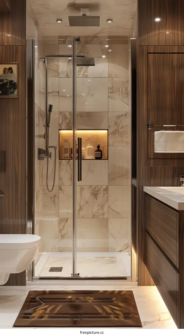 Modern Bathroom Interior with Walk in Shower