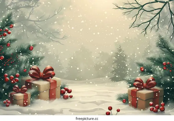 Presents Wrapped in Red and Green Paper under a Christmas Tree