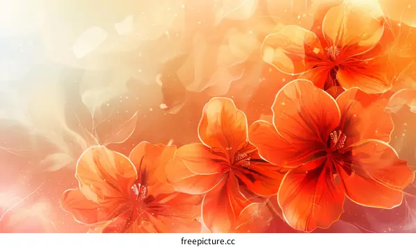 Blooming Orange Flowers Background