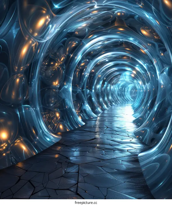 Blue and gold glowing tunnel