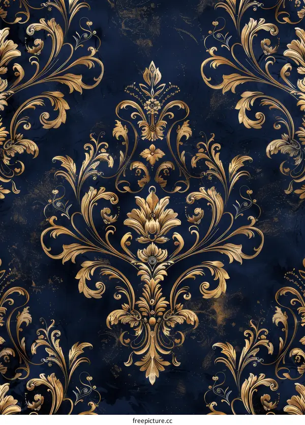 Floral Ornament Background with Painted Gold Flowers