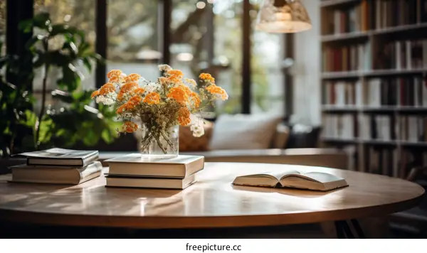 Sunlit Living Room with a Beautiful Flower Bouquet