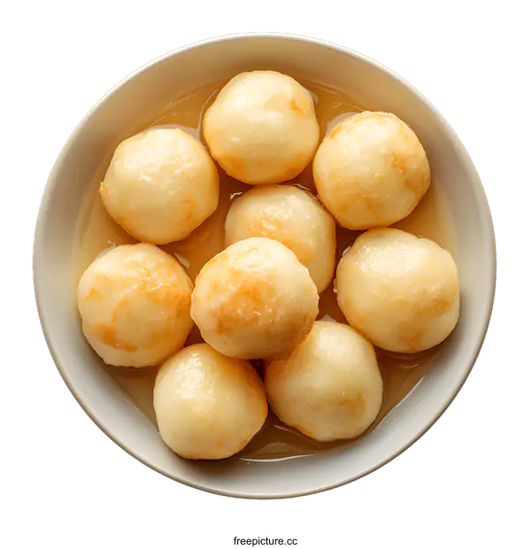 [Transparent Background PNG]Bowl of Sweet Mochi Balls on White Background