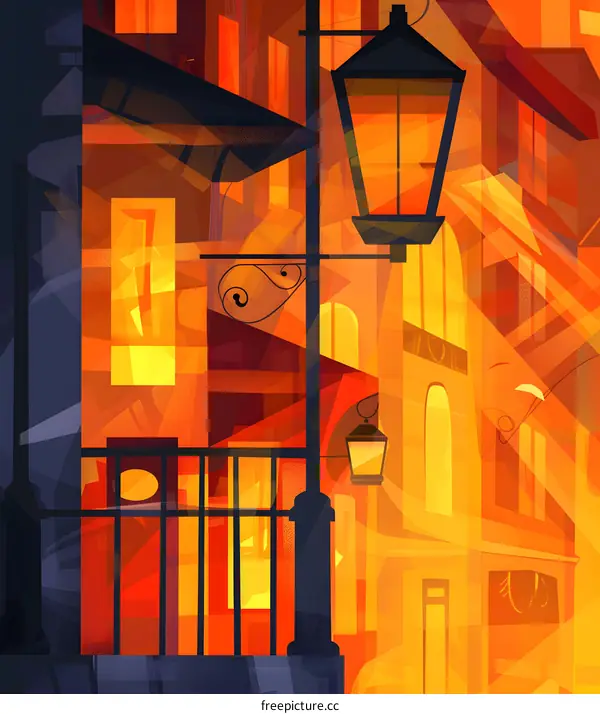 Streetlamp in a City at Night