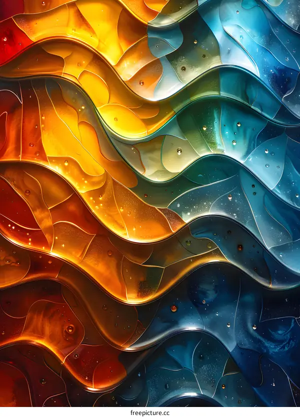 Colorful wavy glass texture background