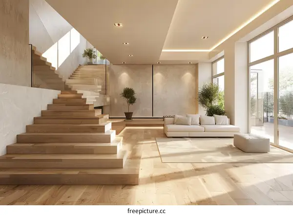 Modern Minimalist Staircase in Luxurious Home