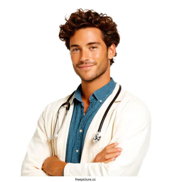 [Transparent Background PNG]Confident Male Doctor Portrait