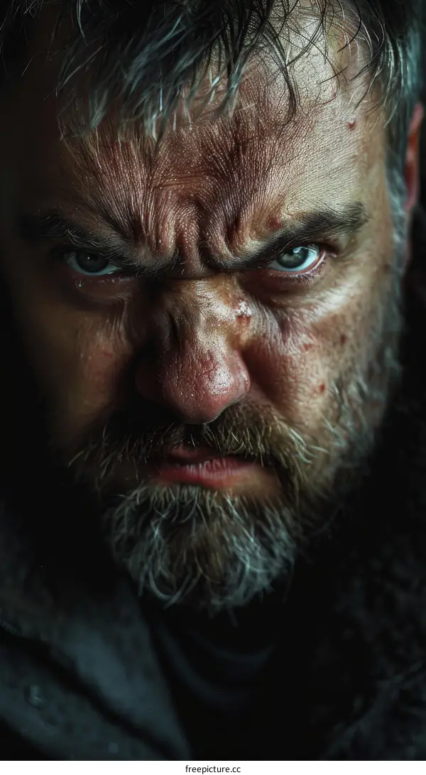 Close-up Portrait of an Angry Man