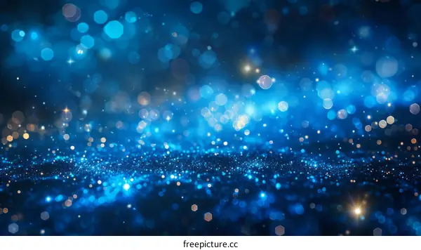 Blue Glitter Bokeh Background with Stars