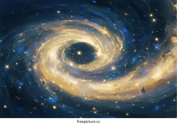 Vibrant Spiral Galaxy with Glowing Stars and Cosmic Vortex