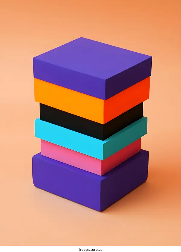 Abstract Colorful Stacked Blocks  Minimalist  Geometric Shapes