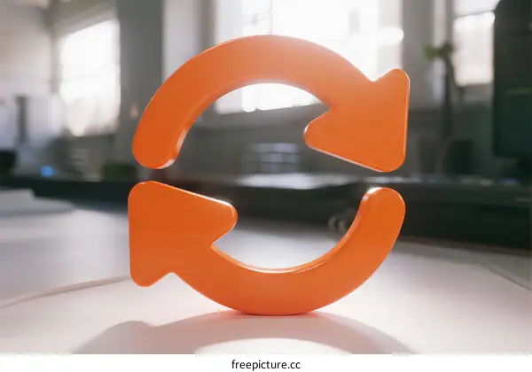 Orange Circular Arrows Representing Refresh and Renewal Concept