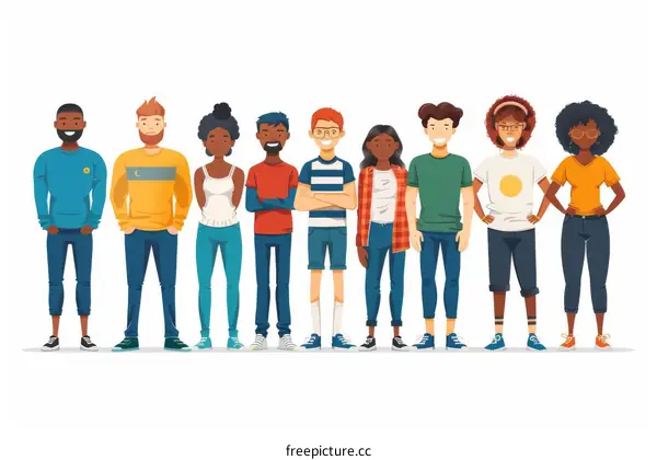 Group of diverse young people standing together