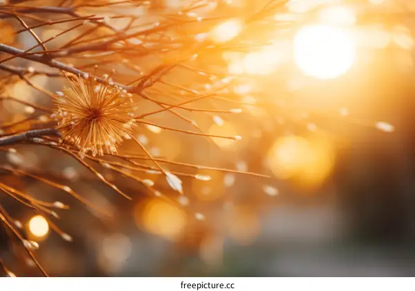 Close-up of a round yellow flower in the sunlight