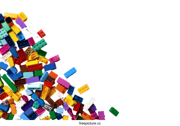 [Transparent Background PNG]Colorful Building Blocks Scattered on White Background