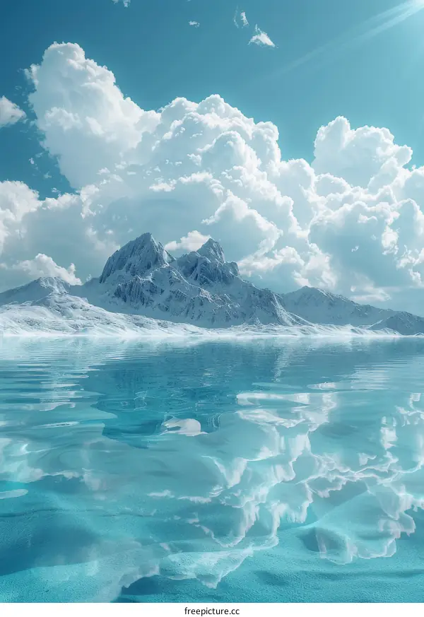 Majestic Snow-capped Mountains Reflecting on Azure Water