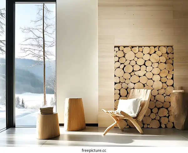 Modern Scandinavian Living Room Interior Design with Wood Accents