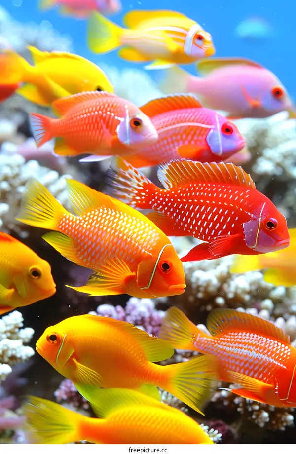 Colorful Coral Reef Fishes Underwater Ocean