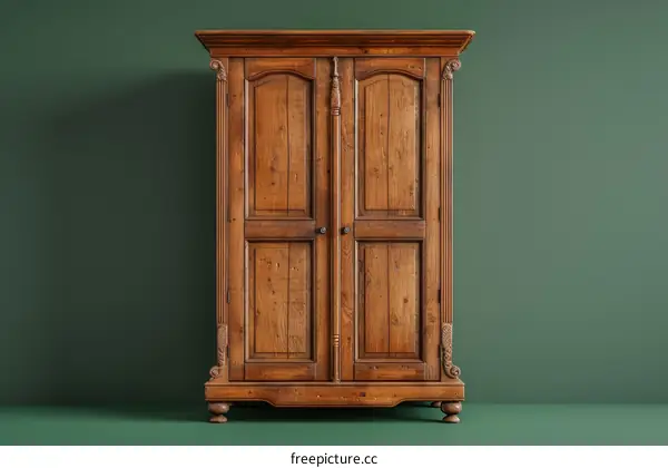 Vintage wooden wardrobe with two doors