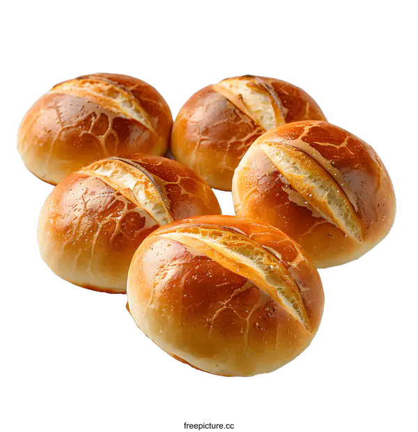 [Transparent Background PNG]Freshly baked bread rolls on white background