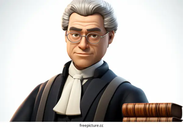 Portrait of a Gray-Haired Judge in a Black Robe