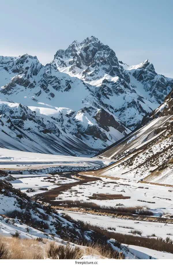 Snowy Mountain Valley Landscape