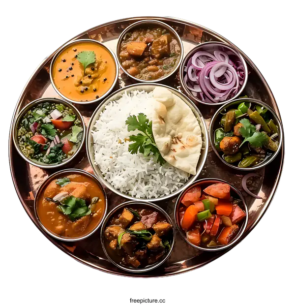 [Transparent Background PNG]Traditional Indian Thali Meal