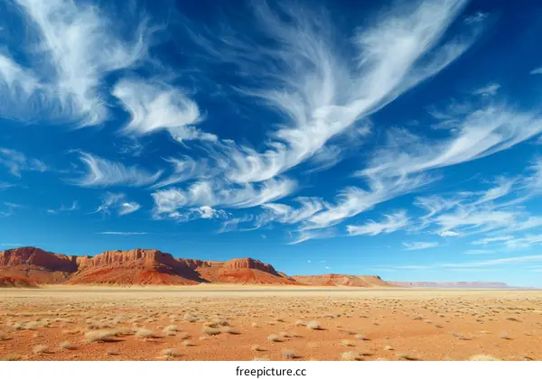 Red Rock Desert Landscape with Blue Sky