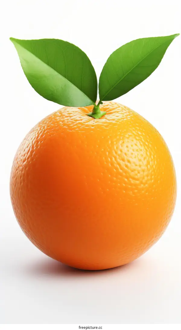 Single orange with leaves
