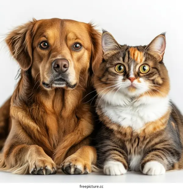 Friendly Companionship of Dog and Cat