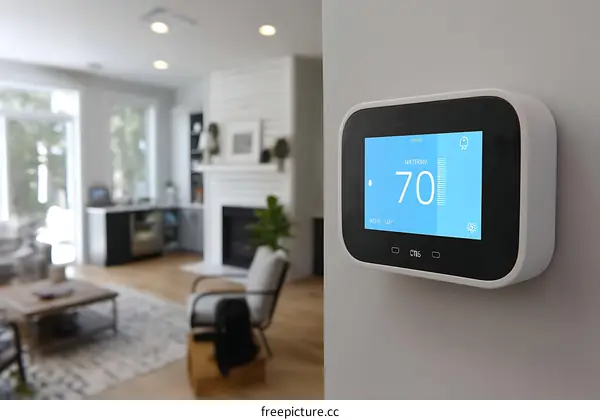 Modern Smart Thermostat in a Cozy Living Room