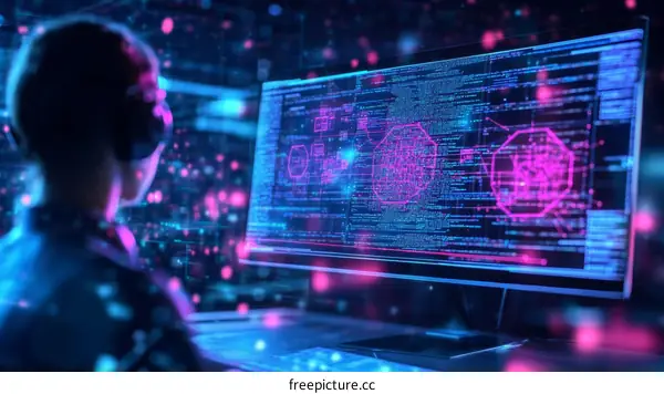 Person Working on a Computer with Data Visualization