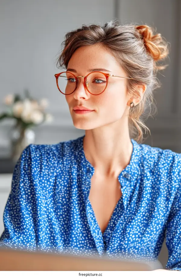 Stylish Woman Wearing Round Glasses