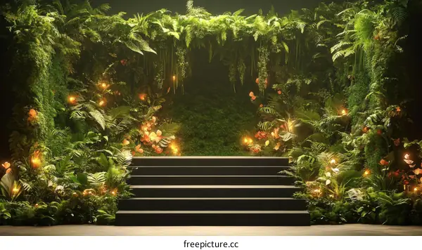 Tropical Garden Stairway Scene Design