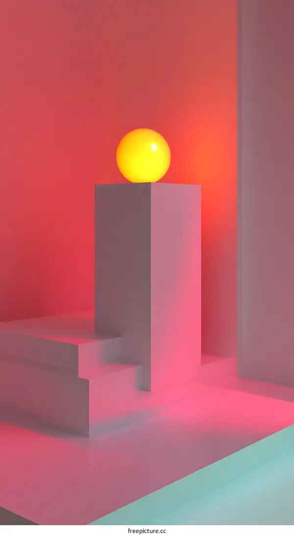 Abstract Minimalist Geometric Shapes With Neon Lighting