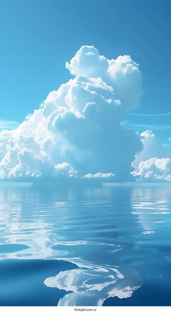 The magnificent scenery of blue sky, white clouds and the sea