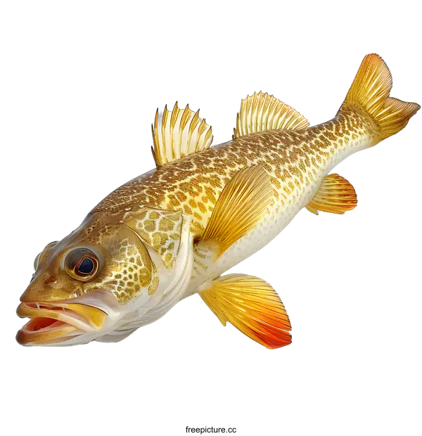 [Transparent Background PNG]A realistic illustration of a brown and yellow fish with orange fins