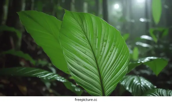 Close-up of a giant leaf in the rainforest