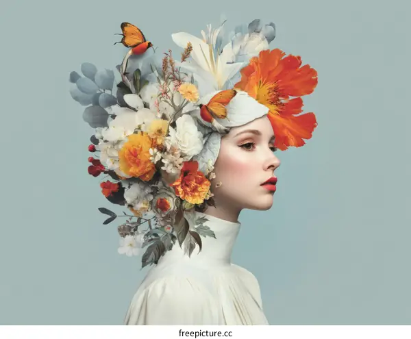 Floral Portrait of a Woman