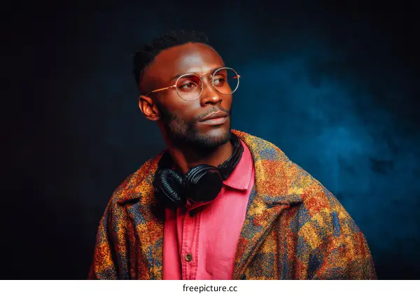 Stylish African American Man in Fashionable Coat