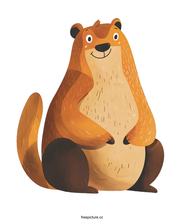 [Transparent Background PNG]Cute Cartoon Groundhog Illustration