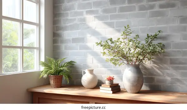 Indoor Stylish Home Decor with Brick Wall