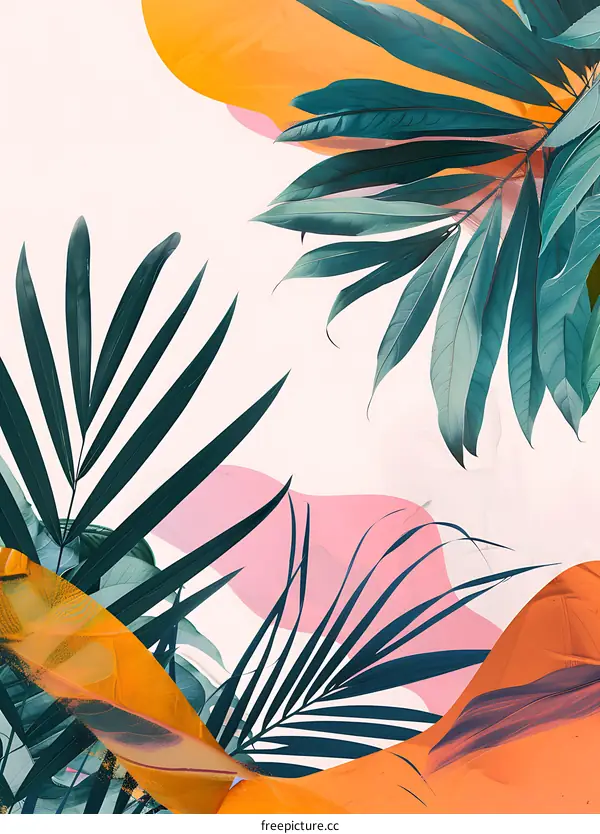 Tropical Leaves Abstract Background Minimalist Design