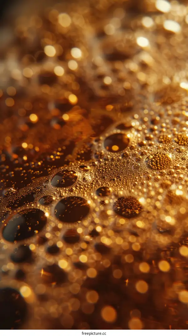 Close-up of bubbles in a glass of beer
