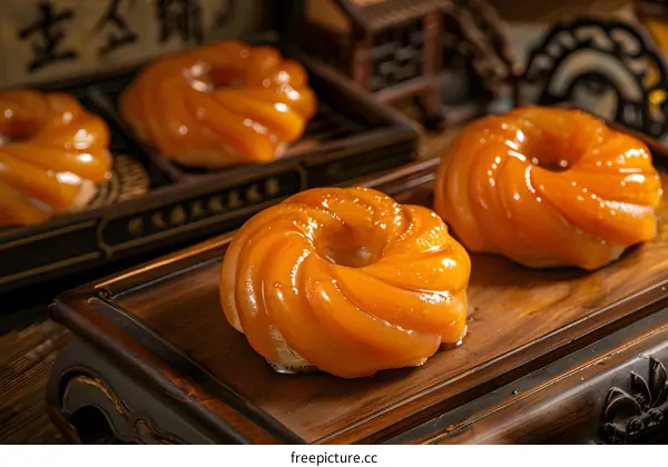 Delicious Orange Flavored Cake on Wooden Tray