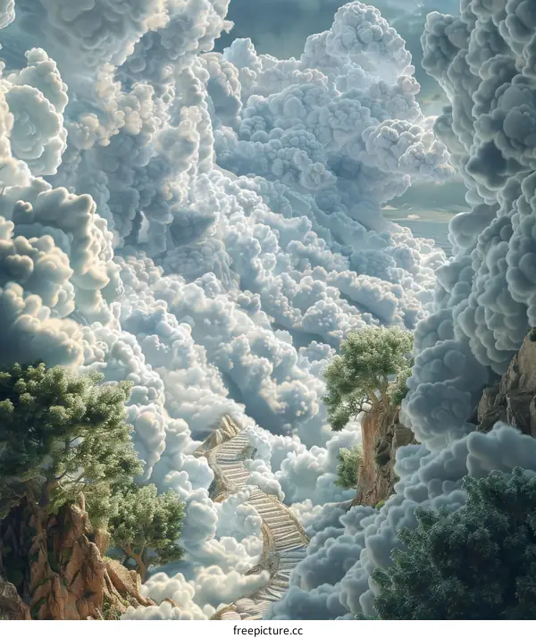 Celestial Stairway to a Cloud-Kissed Paradise