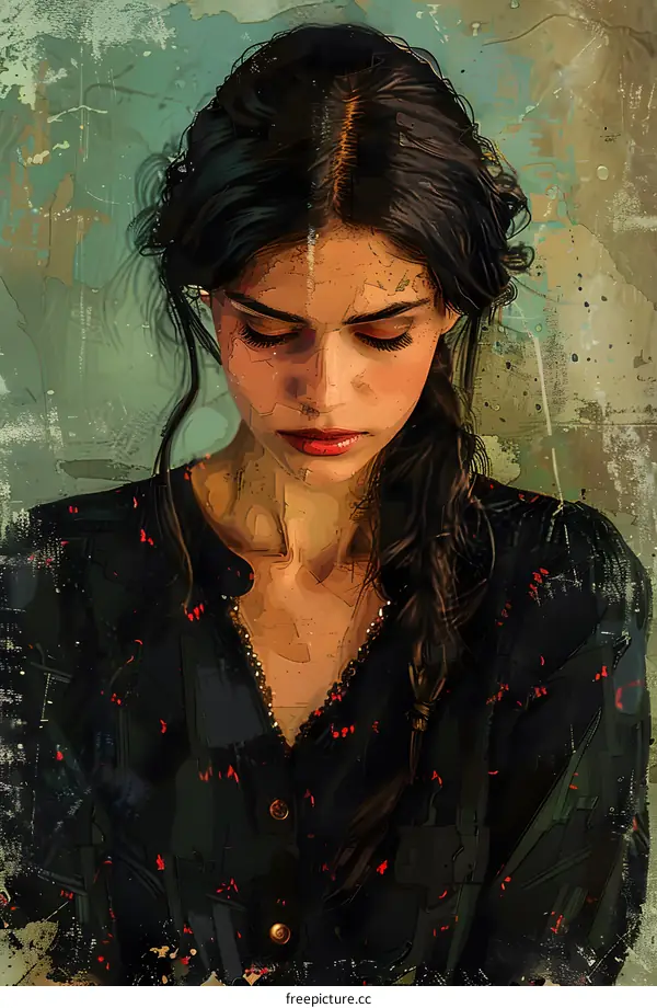 portrait of a beautiful woman with long dark hair