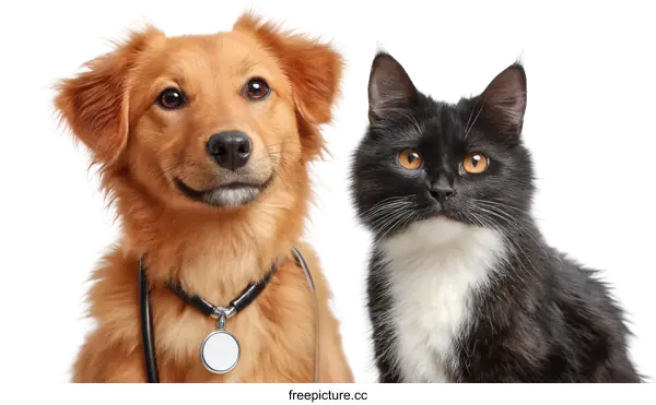 [Transparent Background PNG]Close-up of Friendly Dog and Cat  Pet Animal Companions